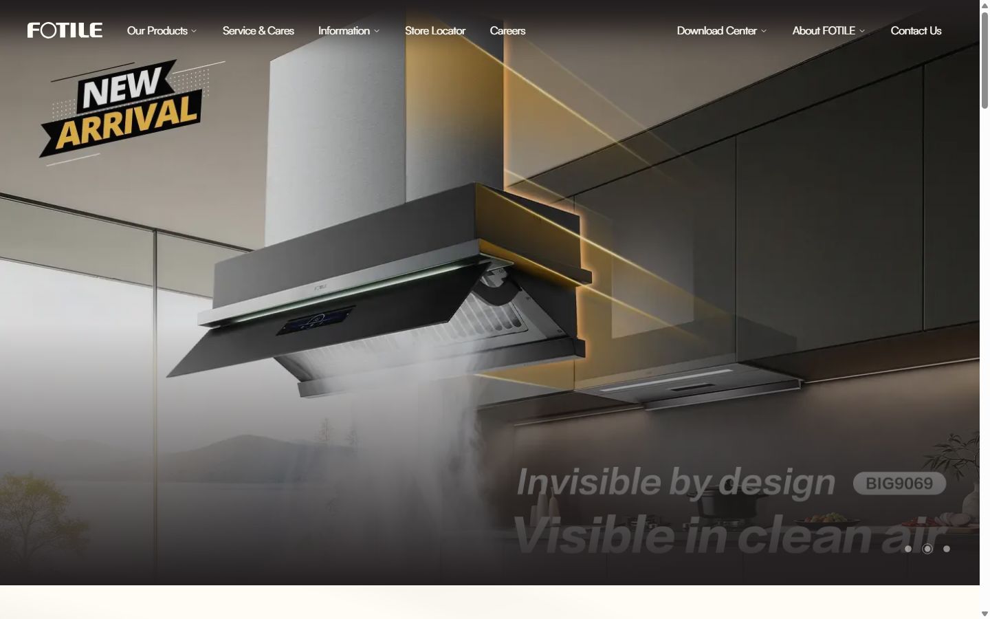 Tampilan desktop situs FOTILE Indonesia menampilkan halaman utama dengan produk dapur premium